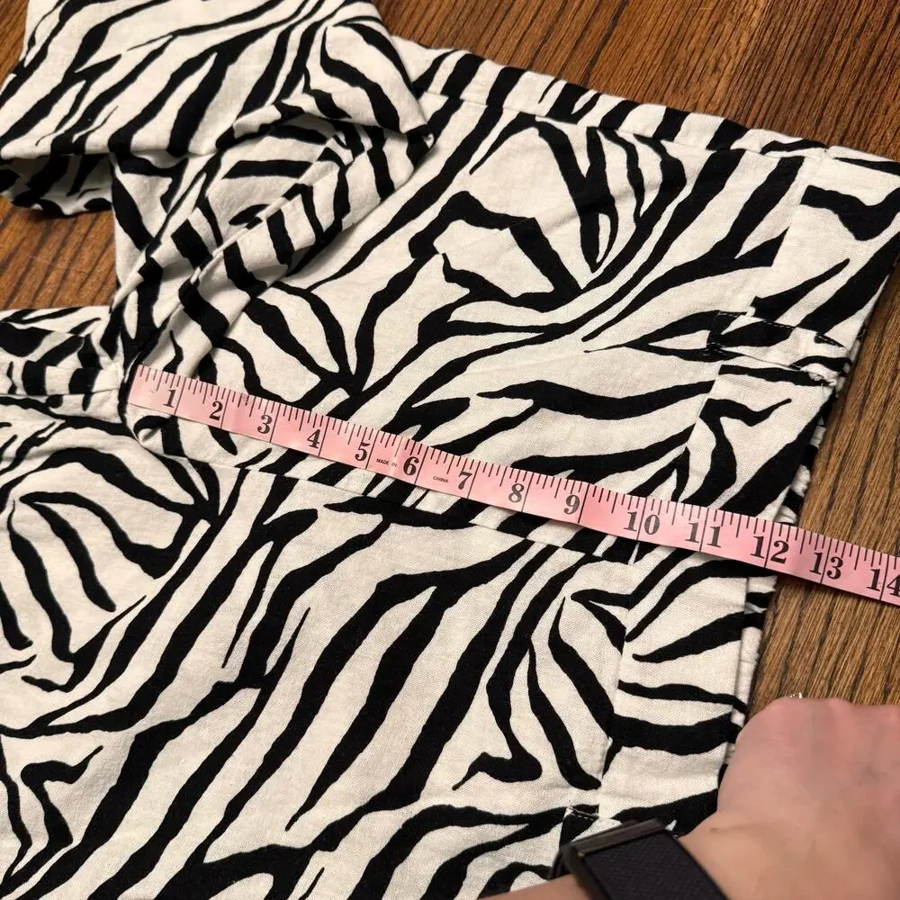 Rachel Zoe Zebra Print Wide Leg Pull On Pants Linen Blend Women's Size M Boho - Picture 7 of 9
